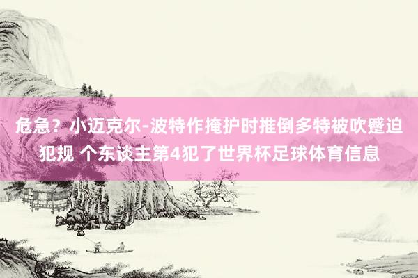 危急？小迈克尔-波特作掩护时推倒多特被吹蹙迫犯规 个东谈主第4犯了世界杯足球体育信息
