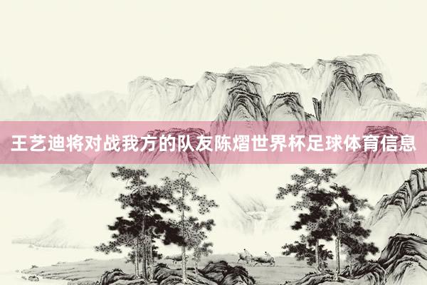 王艺迪将对战我方的队友陈熠世界杯足球体育信息