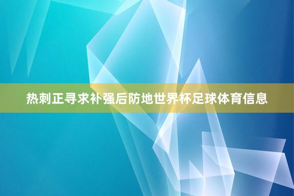 热刺正寻求补强后防地世界杯足球体育信息