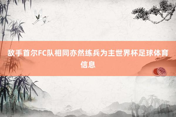 敌手首尔FC队相同亦然练兵为主世界杯足球体育信息
