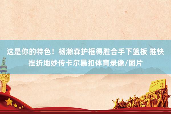 这是你的特色！杨瀚森护框得胜合手下篮板 推快挫折地妙传卡尔暴扣体育录像/图片