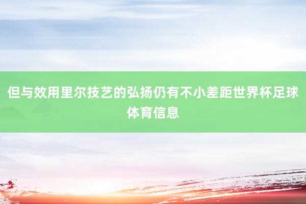 但与效用里尔技艺的弘扬仍有不小差距世界杯足球体育信息